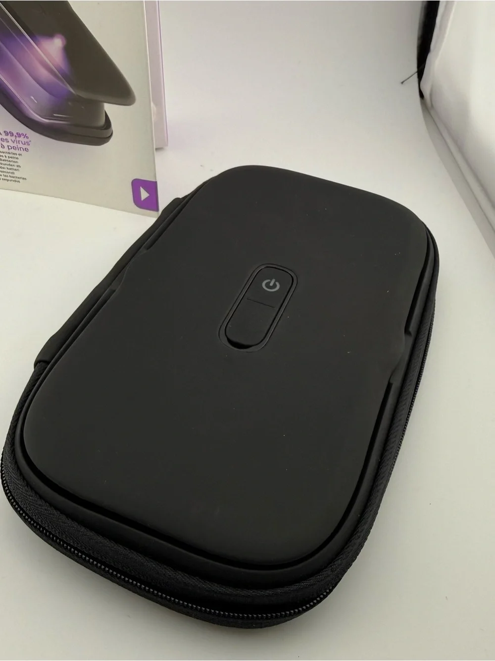 Homedics UVClean Portable Sanitizer Case in Black with Purple Box Accent